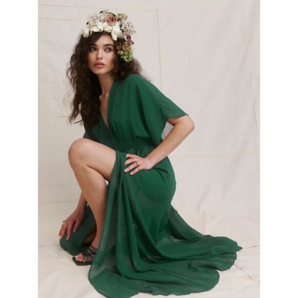 💕REFORMATION💕 Winslow Dress ~ Emerald Green XS NWT - Picture 6 of 16